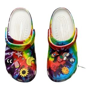 CROCS Classic Tie Dye Women’s Size 11 Men's Size 9‎ Primary colors Jibbitz